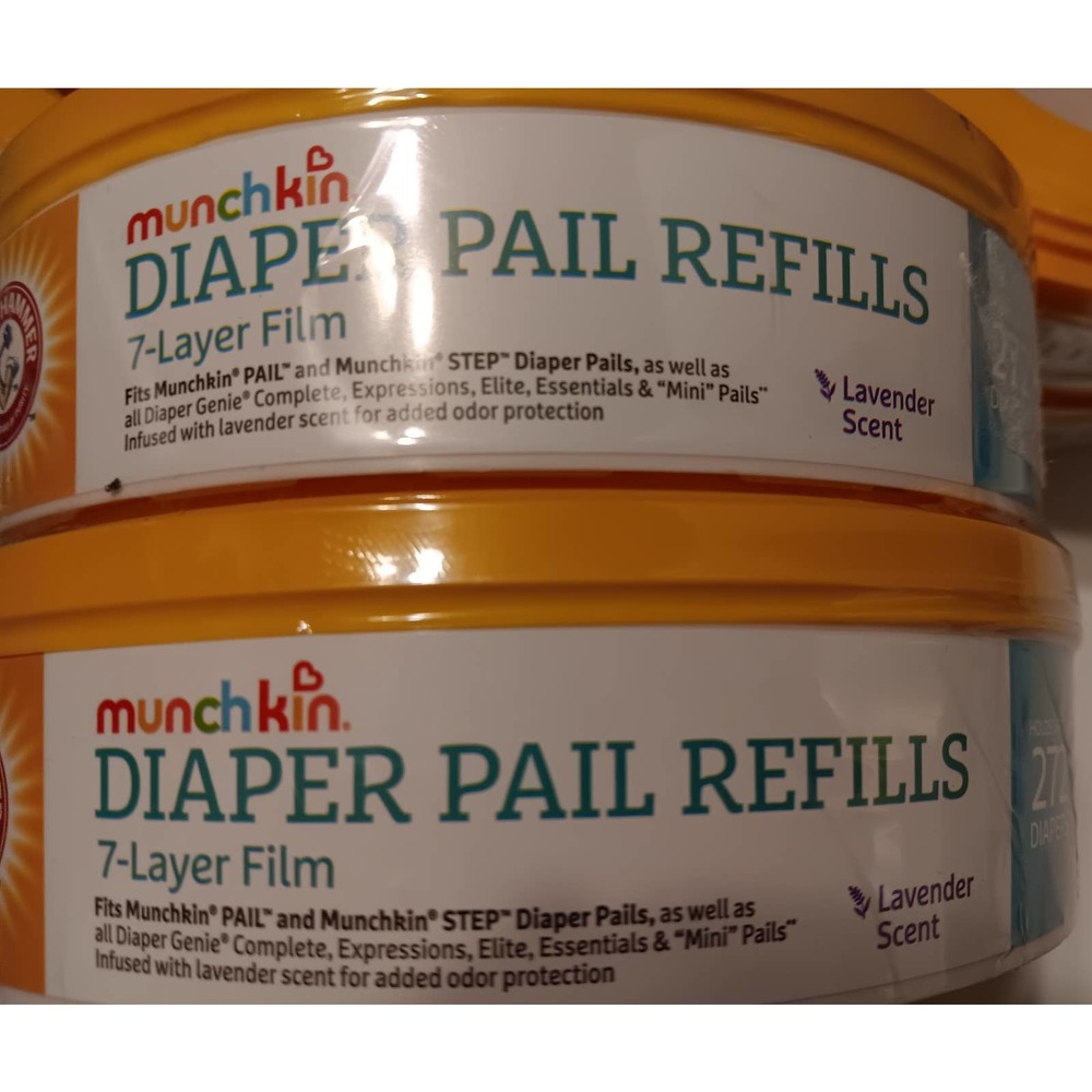 Munchkin Arm & Hammer Diaper Pail Refills 6 Ctrs NEW Lavender
